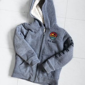 Old Navy Boys Zip Up Hoodie with Sherpa Lining